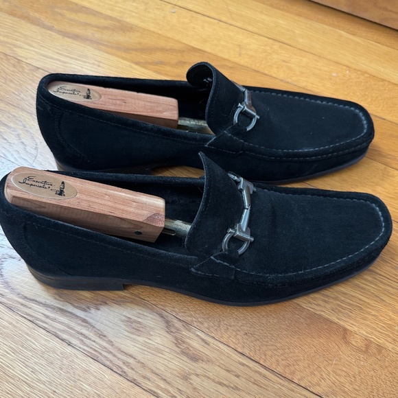Salvatore Ferragamo -- Black Suede Gancini Bit Loafers